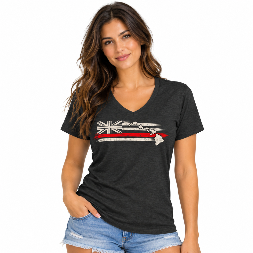 Hawaiʻi Fire Red Line Heritage V-Neck Tee