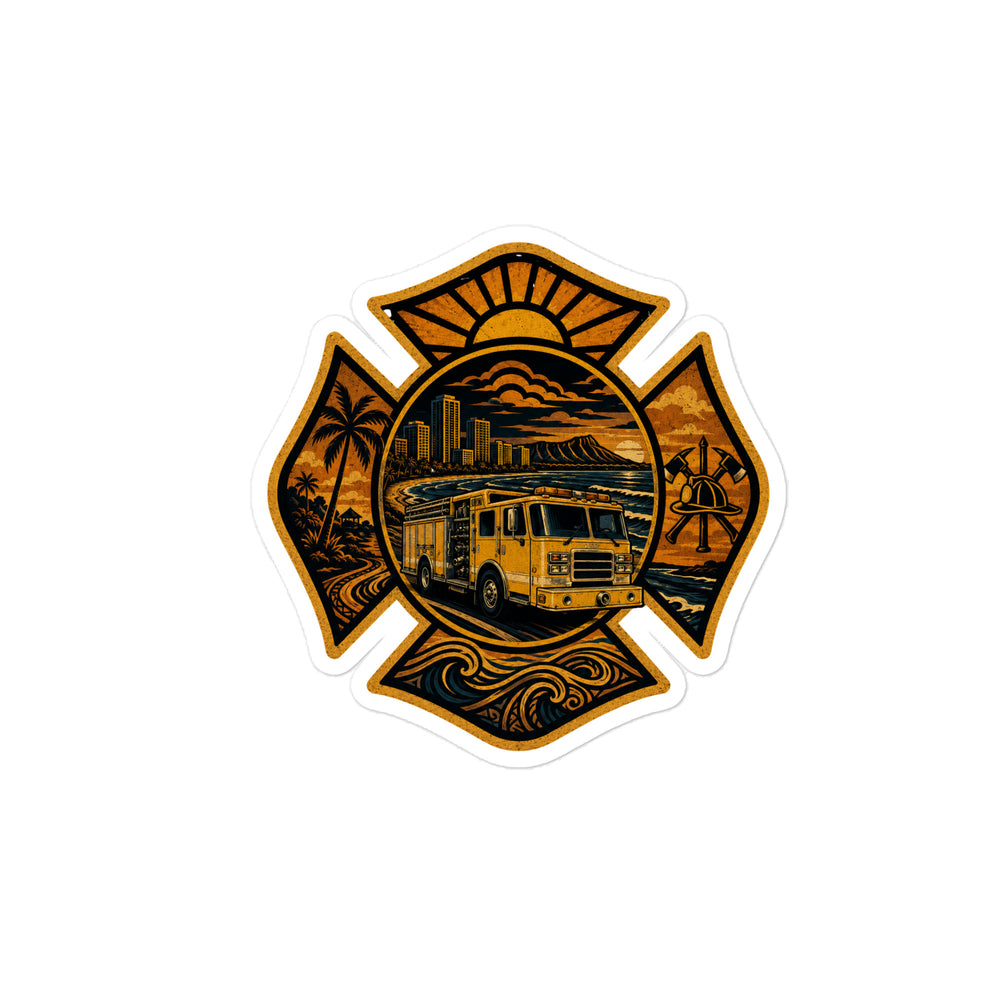 Hawaii Fire Engine Die-Cut Sticker