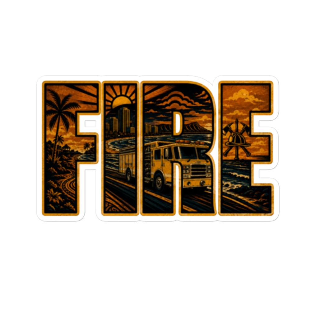 Hawaii Fire - Engine Sunset Sticker