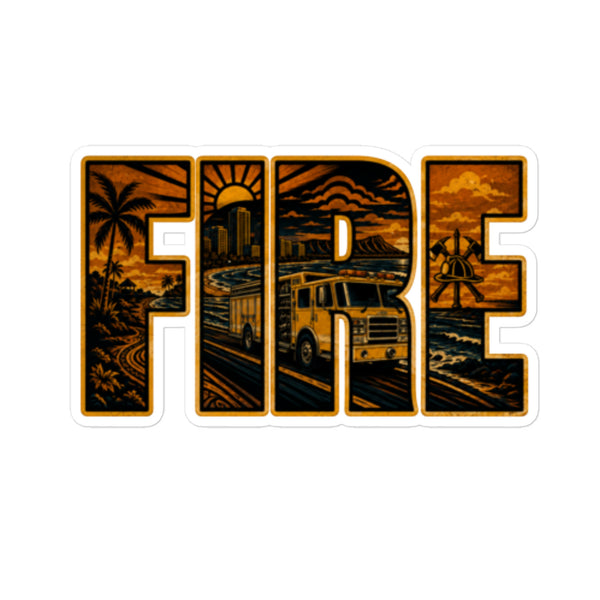 Hawaii Fire - Engine Sunset Sticker